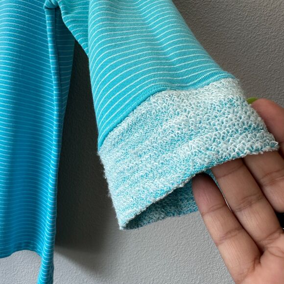 Fresh Produce Women's Pinstripe Sunset French Terry Sweatshirt Blue 3/4 Large - Picture 5 of 8